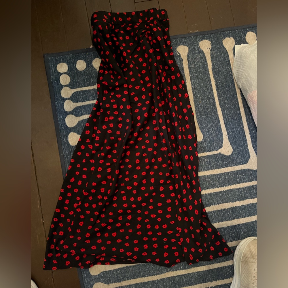 Princess Polly Black and Red Midi Skirt with slit XS New